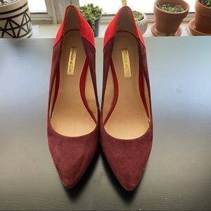 Louise et Cie Suede Red Colorblock Heels